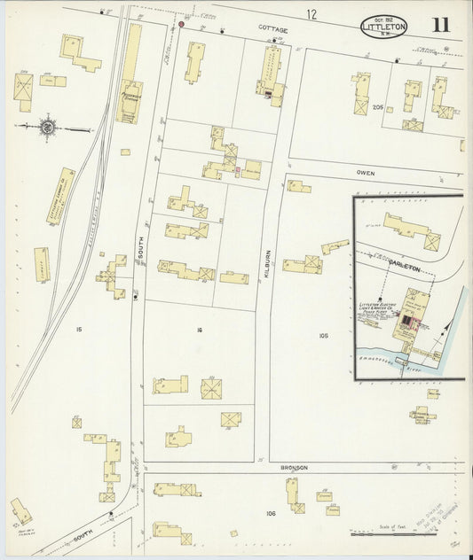 Sanborn Fire Insurance Map from Littleton, Grafton County, New Hampshire (1912), Sheet #0011 - Historic Sanborn Fire Insurance Map Print, vintage old map wall art, antique decor, genealogy gift, New Hampshire New Hampshire map