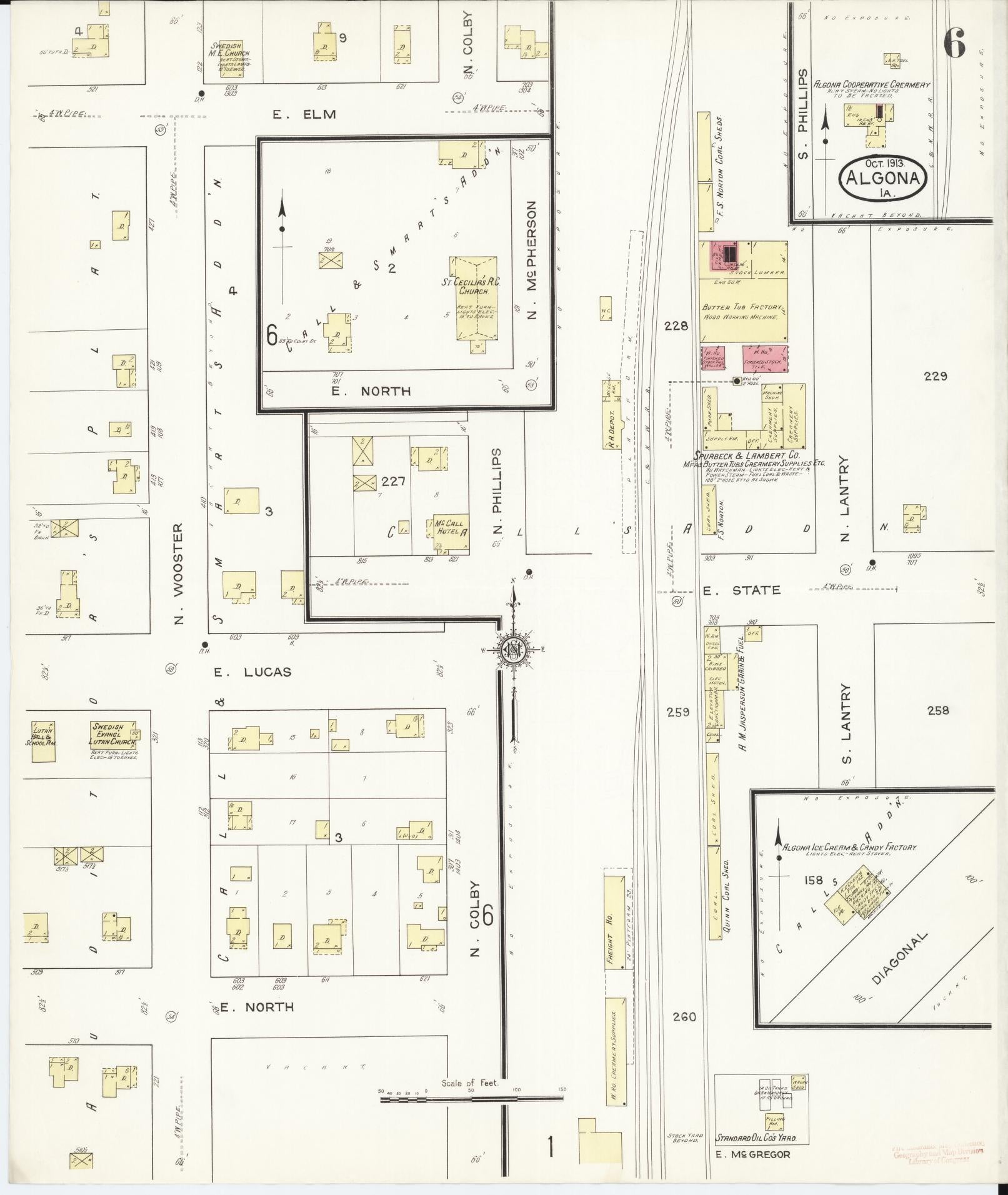 Sanborn Fire Insurance Map from Algona, Kossuth County, Iowa (1913), Sheet #0006 - Historic Sanborn Fire Insurance Map Print