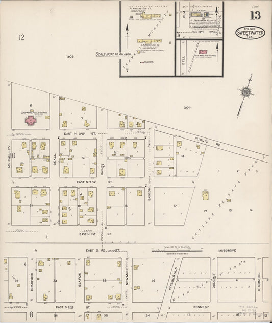 Sanborn Fire Insurance Map from Sweetwater, Nolan County, Texas (1922), Sheet #0013 - Historic Sanborn Fire Insurance Map Print, vintage old map wall art, antique decor, genealogy gift, Texas Texas map