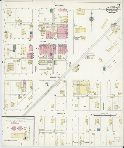 Sanborn Fire Insurance Map from Ashland, Cass County, Illinois (1909), Sheet #0002 - Complete Map Set gallery image, historic Sanborn map, vintage wall art, Illinois Illinois
