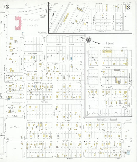 Sanborn Fire Insurance Map from Kermit, Winkler County, Texas (1946), Sheet #0003 - Historic Sanborn Fire Insurance Map Print, vintage old map wall art, antique decor, genealogy gift, Texas Texas map