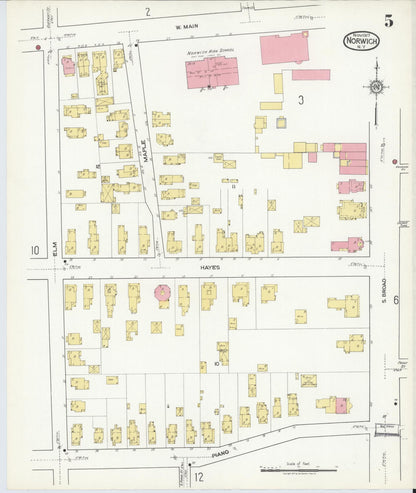 Sanborn Fire Insurance Map from Norwich, Chenango County, New York (1917), Sheet #0005 - Historic Sanborn Fire Insurance Map Print, vintage old map wall art, antique decor, genealogy gift, New York New York map