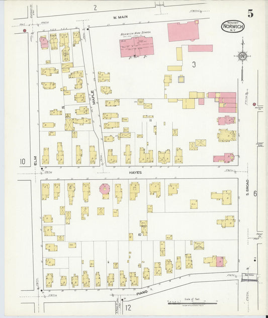 Sanborn Fire Insurance Map from Norwich, Chenango County, New York (1917), Sheet #0005 - Historic Sanborn Fire Insurance Map Print, vintage old map wall art, antique decor, genealogy gift, New York New York map