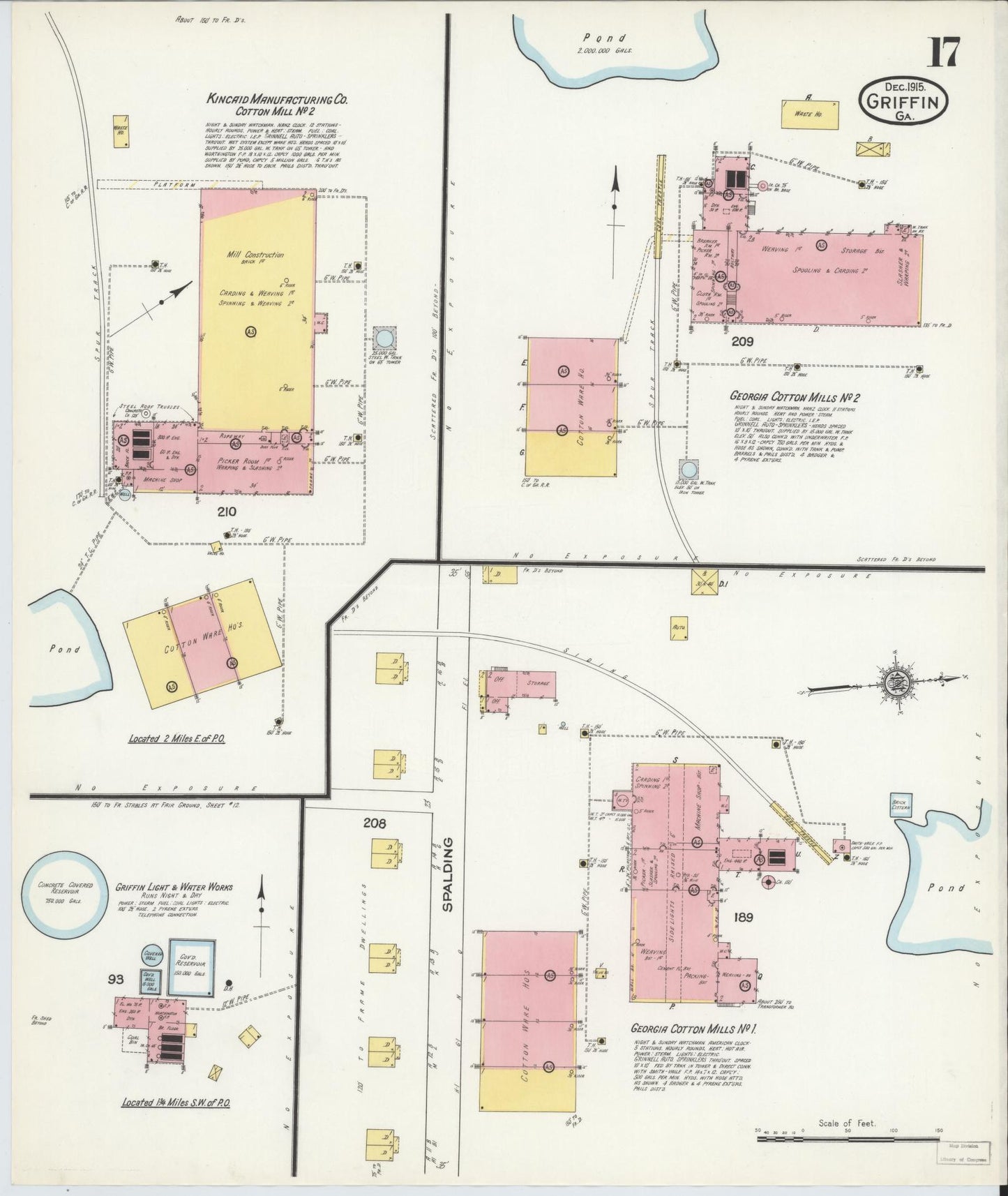 Sanborn Fire Insurance Map from Griffin, Spalding County, Georgia (1915), Sheet #0017 - Complete Map Set gallery image, historic Sanborn map, vintage wall art, Georgia Georgia