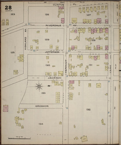 Sanborn Fire Insurance Map from Yonkers, Westchester County, New York (1886), Sheet #0028 - Historic Sanborn Fire Insurance Map Print, vintage old map wall art, antique decor, genealogy gift, New York New York map