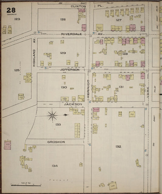Sanborn Fire Insurance Map from Yonkers, Westchester County, New York (1886), Sheet #0028 - Historic Sanborn Fire Insurance Map Print, vintage old map wall art, antique decor, genealogy gift, New York New York map