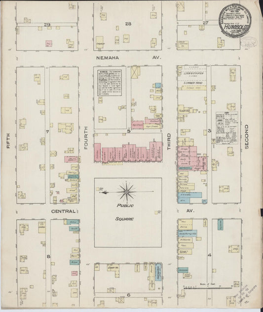 Sanborn Fire Insurance Map from Humboldt, Richardson County, Nebraska. (1885) – Historic Sanborn Fire Insurance Map Print
