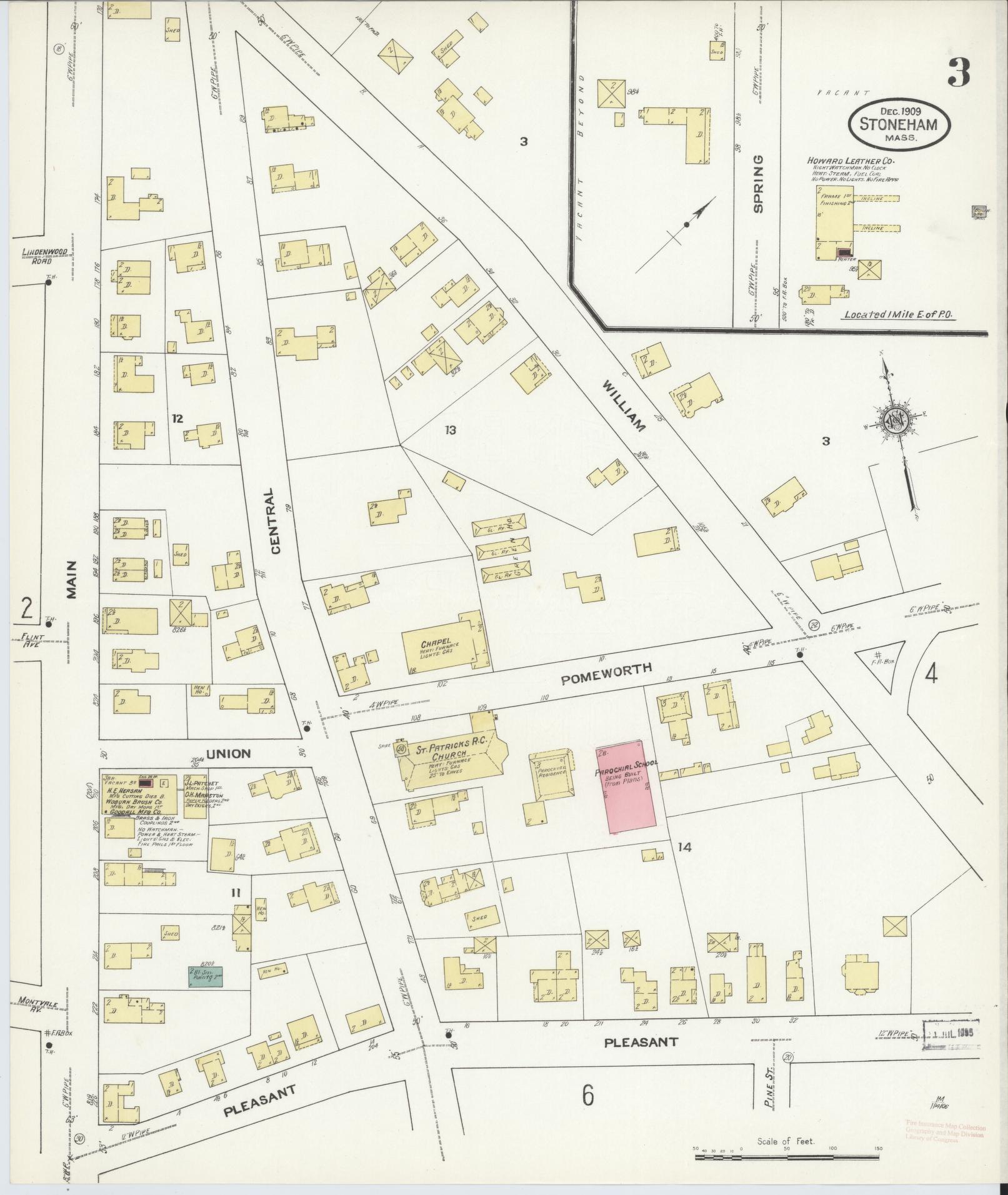 Sanborn Fire Insurance Map from Stoneham, Middlesex County, Massachusetts (1909), Sheet #0003 - Complete Map Set gallery image, historic Sanborn map, vintage wall art, Massachusetts Massachusetts