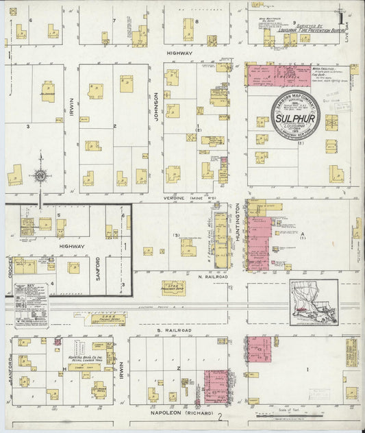 Sanborn Fire Insurance Map from Sulphur, Calcasieu Parish, Louisiana. (1919) – Historic Sanborn Fire Insurance Map Print
