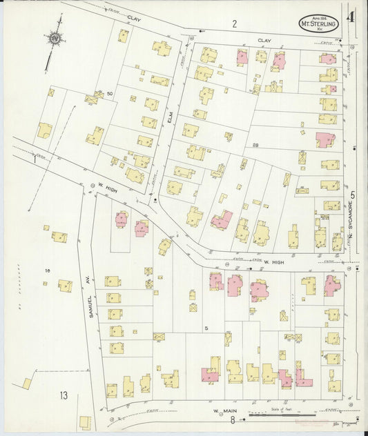 Sanborn Fire Insurance Map from Mount Sterling, Montgomery County, Kentucky (1914), Sheet #0004 - Historic Sanborn Fire Insurance Map Print, vintage old map wall art, antique decor, genealogy gift, Kentucky Kentucky map