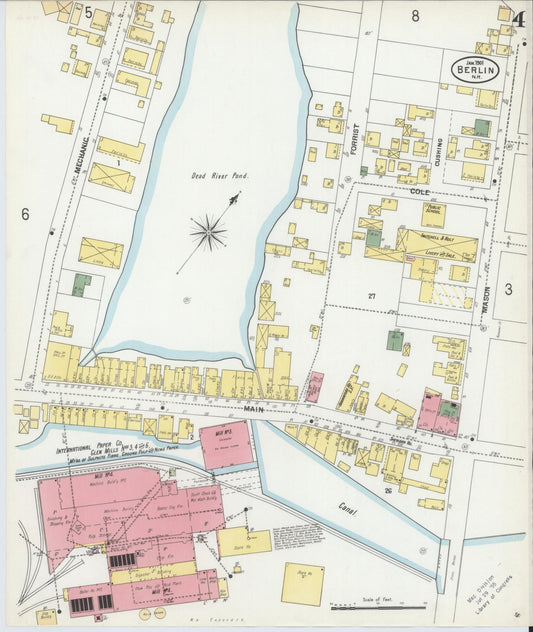 Sanborn Fire Insurance Map from Berlin, Coos County, New Hampshire (1901), Sheet #0004 - Historic Sanborn Fire Insurance Map Print, vintage old map wall art, antique decor, genealogy gift, New Hampshire New Hampshire map