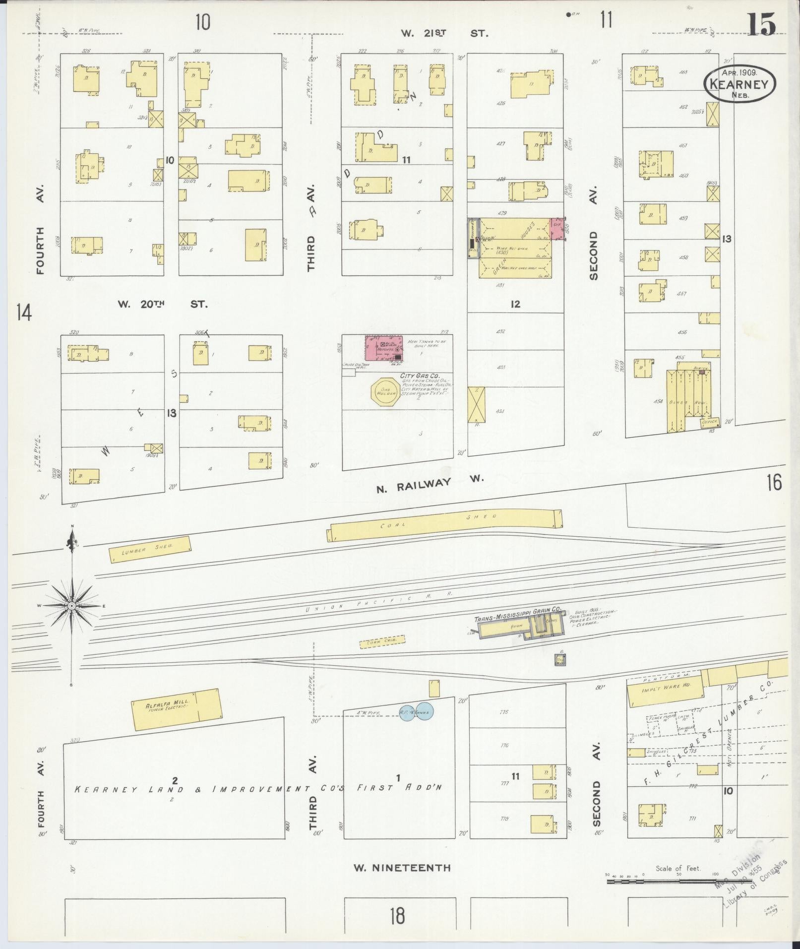Sanborn Fire Insurance Map from Kearney, Buffalo County, Nebraska (1909), Sheet #0015 - Complete Map Set gallery image, historic Sanborn map, vintage wall art, Nebraska Nebraska