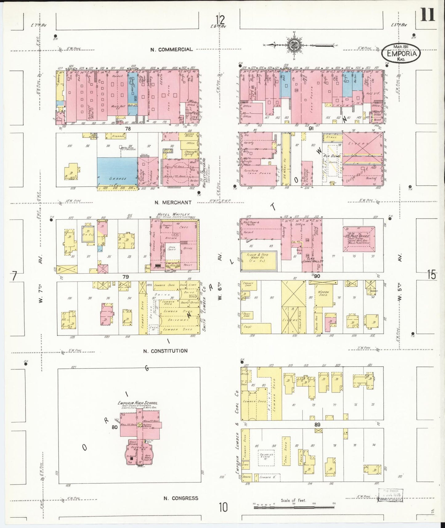 Sanborn Fire Insurance Map from Emporia, Lyon County, Kansas (1911), Sheet #0011 - Complete Map Set gallery image, historic Sanborn map, vintage wall art, Kansas Kansas
