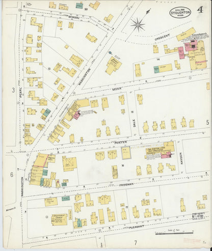 Sanborn Fire Insurance Map from Stoughton, Norfolk County, Massachusetts (1906), Sheet #0004 - Historic Sanborn Fire Insurance Map Print, vintage old map wall art, antique decor, genealogy gift, Massachusetts Massachusetts map