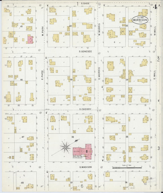 Sanborn Fire Insurance Map from Morrison, Whiteside County, Illinois (1903), Sheet #0004 - Historic Sanborn Fire Insurance Map Print, vintage old map wall art, antique decor, genealogy gift, Illinois Illinois map