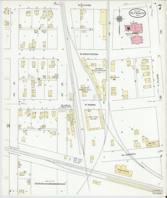 Sanborn Fire Insurance Map from Plymouth, Marhshall County, Indiana (1910), Sheet #0007 - Historic Sanborn Fire Insurance Map Print, vintage old map wall art, antique decor, genealogy gift, Indiana Indiana map