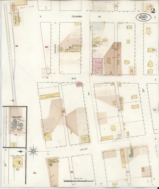 Sanborn Fire Insurance Map from Quincy, Grant County, Washington (1930), Sheet #0002 - Historic Sanborn Fire Insurance Map Print, vintage old map wall art, antique decor, genealogy gift, Washington Washington map