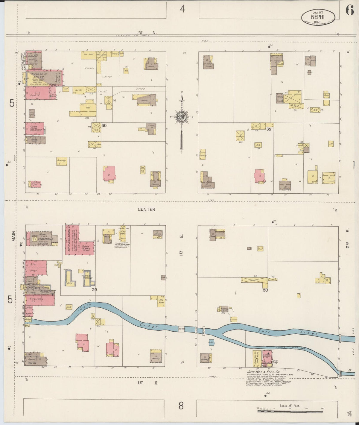 Sanborn Fire Insurance Map from Nephi, Juab County, Utah (1917), Sheet #0006 - Complete Map Set gallery image, historic Sanborn map, vintage wall art, Utah Utah