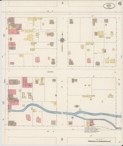 Sanborn Fire Insurance Map from Nephi, Juab County, Utah (1917), Sheet #0006 - Complete Map Set gallery image, historic Sanborn map, vintage wall art, Utah Utah