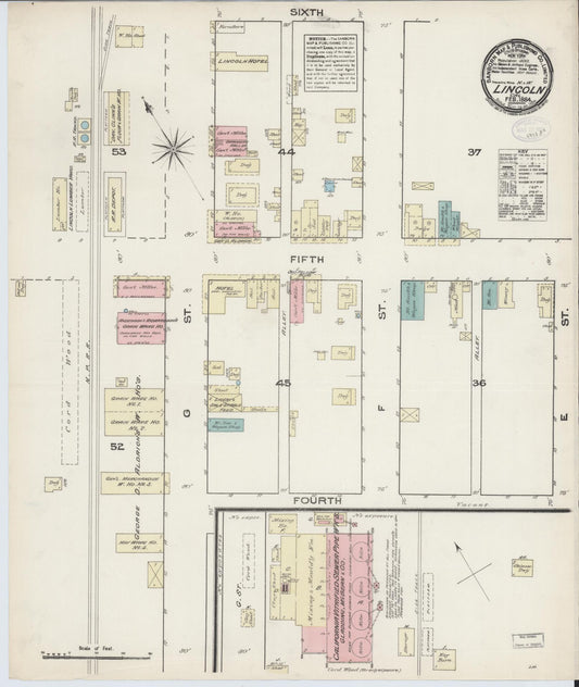 Sanborn Fire Insurance Map from Lincoln, Placer County, California. (1884) – Historic Sanborn Fire Insurance Map Print