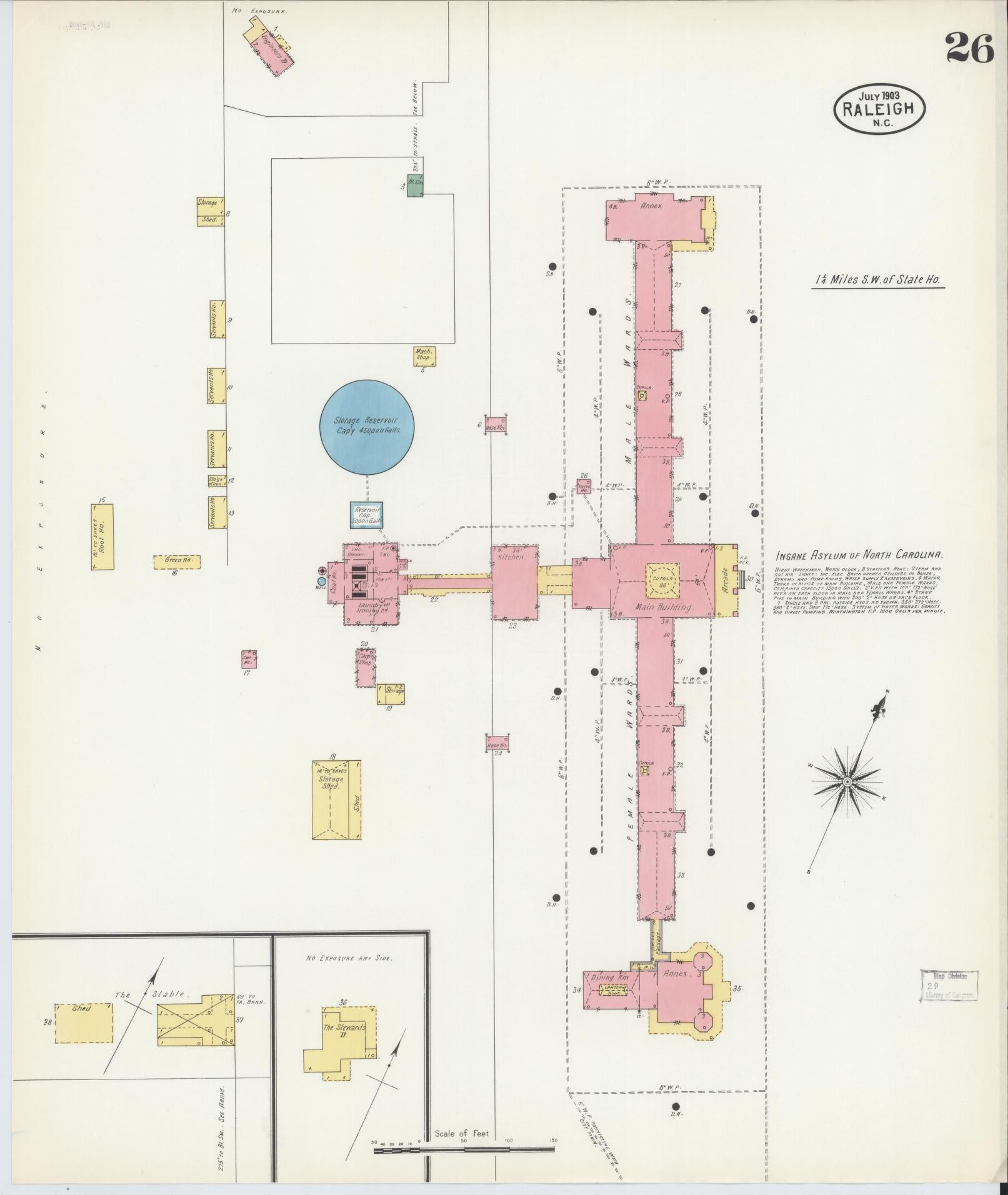 Sanborn Fire Insurance Map from Raleigh, Wake County, North Carolina (1903), Sheet #0026 - Complete Map Set gallery image, historic Sanborn map, vintage wall art, North Carolina North Carolina