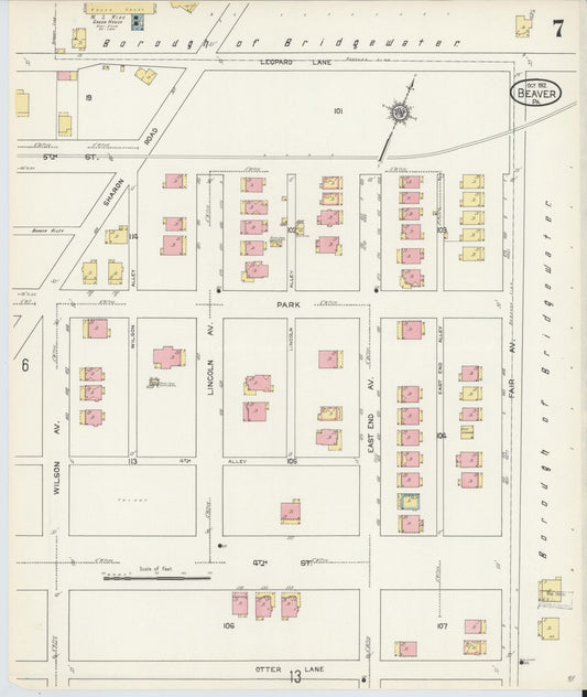 Sanborn Fire Insurance Map from Beaver, Beaver County, Pennsylvania (1912), Sheet #0007 - Historic Sanborn Fire Insurance Map Print, vintage old map wall art, antique decor, genealogy gift, Pennsylvania Pennsylvania map