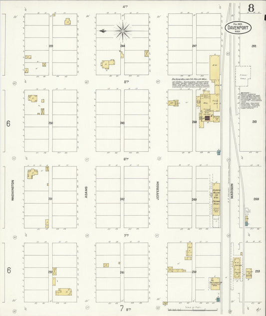 Sanborn Fire Insurance Map from Davenport, Lincoln County, Washington (1902), Sheet #0008 - Historic Sanborn Fire Insurance Map Print, vintage old map wall art, antique decor, genealogy gift, Washington Washington map
