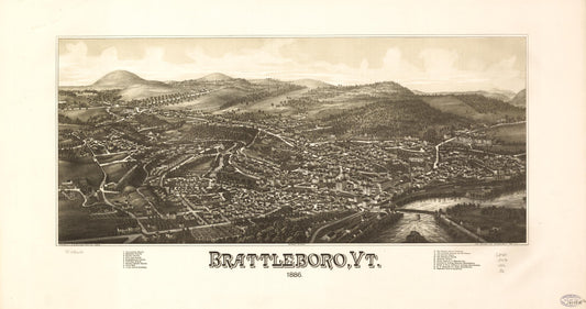 Brattleboro, Vt. 1886. (1886) – Historic Bird’s-Eye View Panorama Print