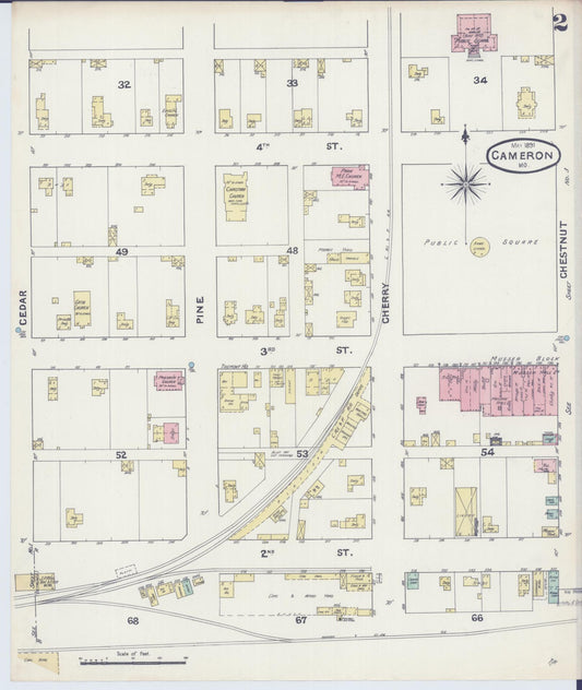 Sanborn Fire Insurance Map from Cameron, Clinton County, Missouri (1891), Sheet #0002 - Historic Sanborn Fire Insurance Map Print, vintage old map wall art, antique decor, genealogy gift, Missouri Missouri map