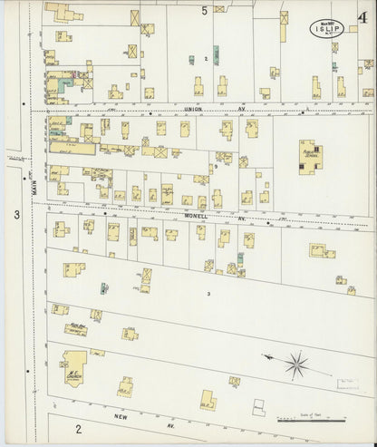 Sanborn Fire Insurance Map from Islip, Suffolk County, New York (1897), Sheet #0004 - Historic Sanborn Fire Insurance Map Print, vintage old map wall art, antique decor, genealogy gift, New York New York map