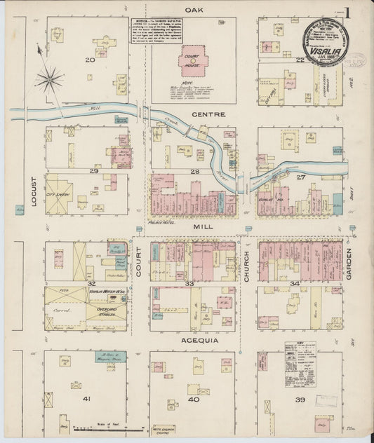 Sanborn Fire Insurance Map from Visalia, Tulare County, California. (1885) – Historic Sanborn Fire Insurance Map Print