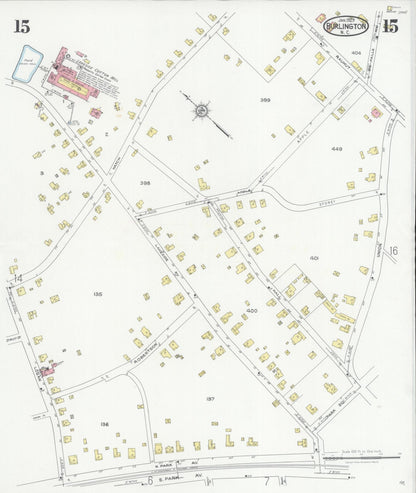 Sanborn Fire Insurance Map from Burlington, Alamance County, North Carolina (1929), Sheet #0015 - Complete Map Set gallery image, historic Sanborn map, vintage wall art, North Carolina North Carolina