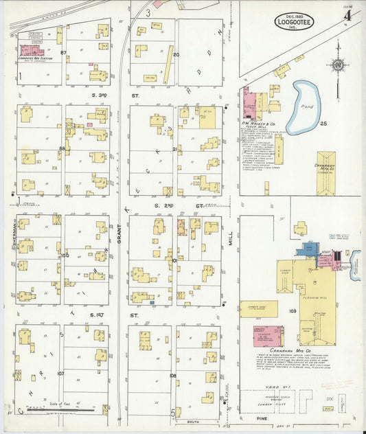 Sanborn Fire Insurance Map from Loogootee, Martin County, Indiana (1920), Sheet #0004 - Historic Sanborn Fire Insurance Map Print, vintage old map wall art, antique decor, genealogy gift, Indiana Indiana map
