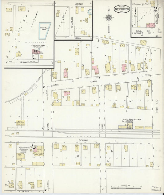Sanborn Fire Insurance Map from New Haven, Allen County, Indiana (1914), Sheet #0002 - Historic Sanborn Fire Insurance Map Print, vintage old map wall art, antique decor, genealogy gift, Indiana Indiana map