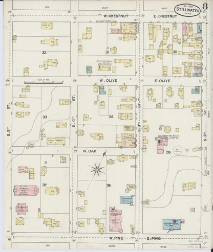 Sanborn Fire Insurance Map from Stillwater, Washington County, Minnesota (1888), Sheet #0008 - Complete Map Set gallery image, historic Sanborn map, vintage wall art, Minnesota Minnesota