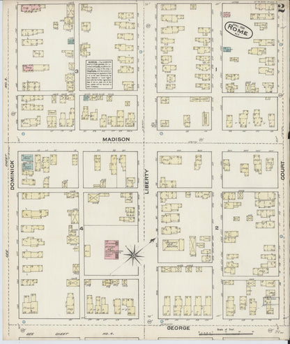 Sanborn Fire Insurance Map from Rome, Oneida County, New York (1884), Sheet #0002 - Historic Sanborn Fire Insurance Map Print, vintage old map wall art, antique decor, genealogy gift, New York New York map