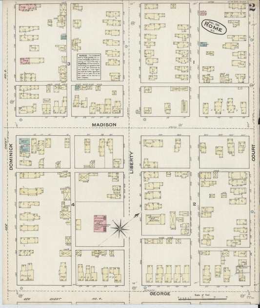 Sanborn Fire Insurance Map from Rome, Oneida County, New York (1884), Sheet #0002 - Historic Sanborn Fire Insurance Map Print, vintage old map wall art, antique decor, genealogy gift, New York New York map