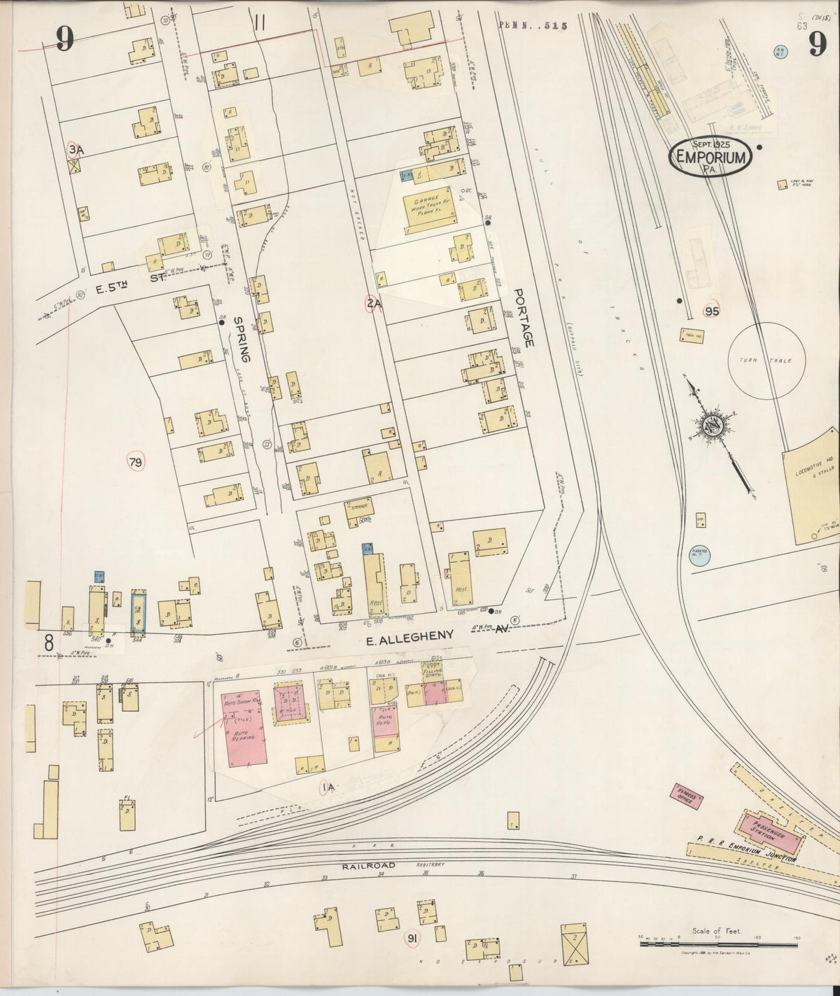 Sanborn Fire Insurance Map from Emporium, Cameron County, Pennsylvania (1938), Sheet #0009 - Complete Map Set gallery image, historic Sanborn map, vintage wall art, Pennsylvania Pennsylvania