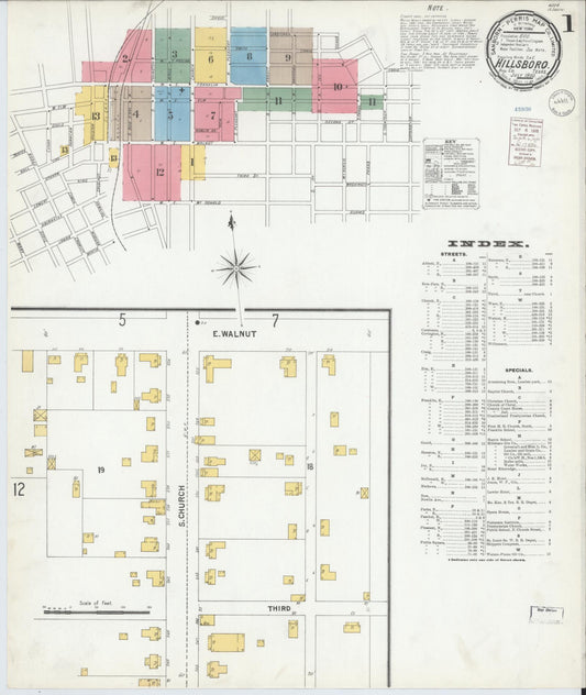 Sanborn Fire Insurance Map from Hillsboro, Hill County, Texas (1900), Sheet #0001 - Complete Map Set gallery image, historic Sanborn map, vintage wall art, Texas Texas