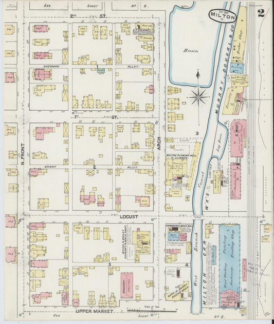 Sanborn Fire Insurance Map from Milton, Northumberland County, Pennsylvania (1890), Sheet #0002 - Historic Sanborn Fire Insurance Map Print, vintage old map wall art, antique decor, genealogy gift, Pennsylvania Pennsylvania map