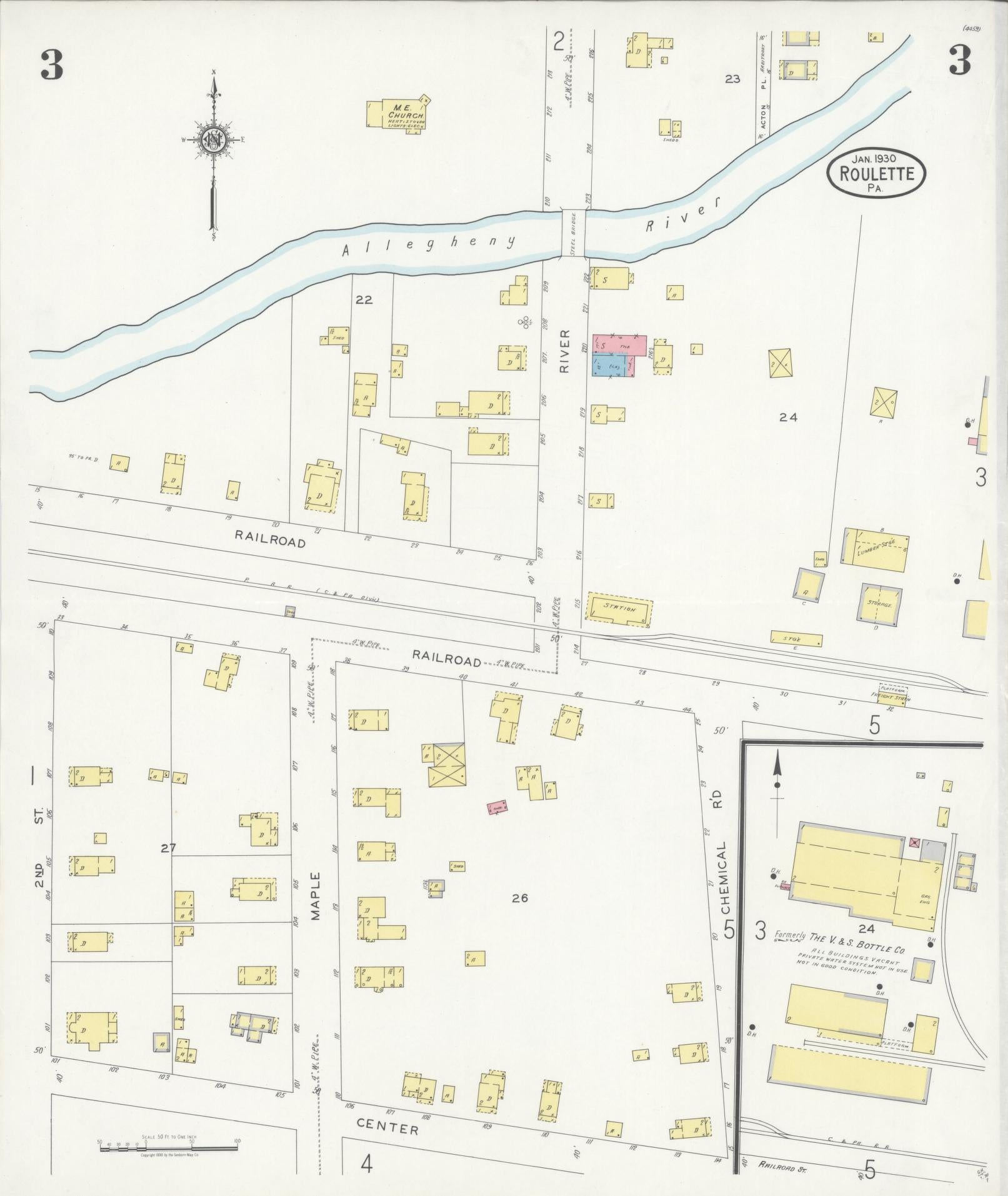 Sanborn Fire Insurance Map from Roulette, Potter County, Pennsylvania (1930), Sheet #0003 - Complete Map Set gallery image, historic Sanborn map, vintage wall art, Pennsylvania Pennsylvania