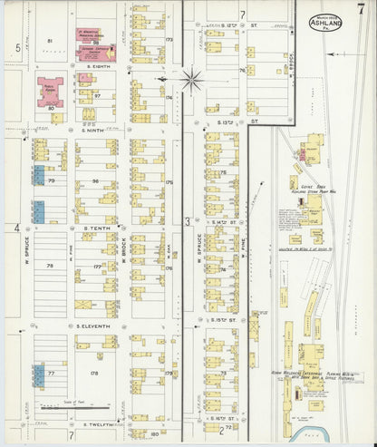 Sanborn Fire Insurance Map from Ashland, Schuylkill County, Pennsylvania (1908), Sheet #0007 - Complete Map Set gallery image, historic Sanborn map, vintage wall art, Pennsylvania Pennsylvania
