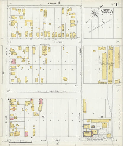 Sanborn Fire Insurance Map from Madison, Dane County, Wisconsin (1902), Sheet #0011 - Complete Map Set gallery image, historic Sanborn map, vintage wall art, Wisconsin Wisconsin