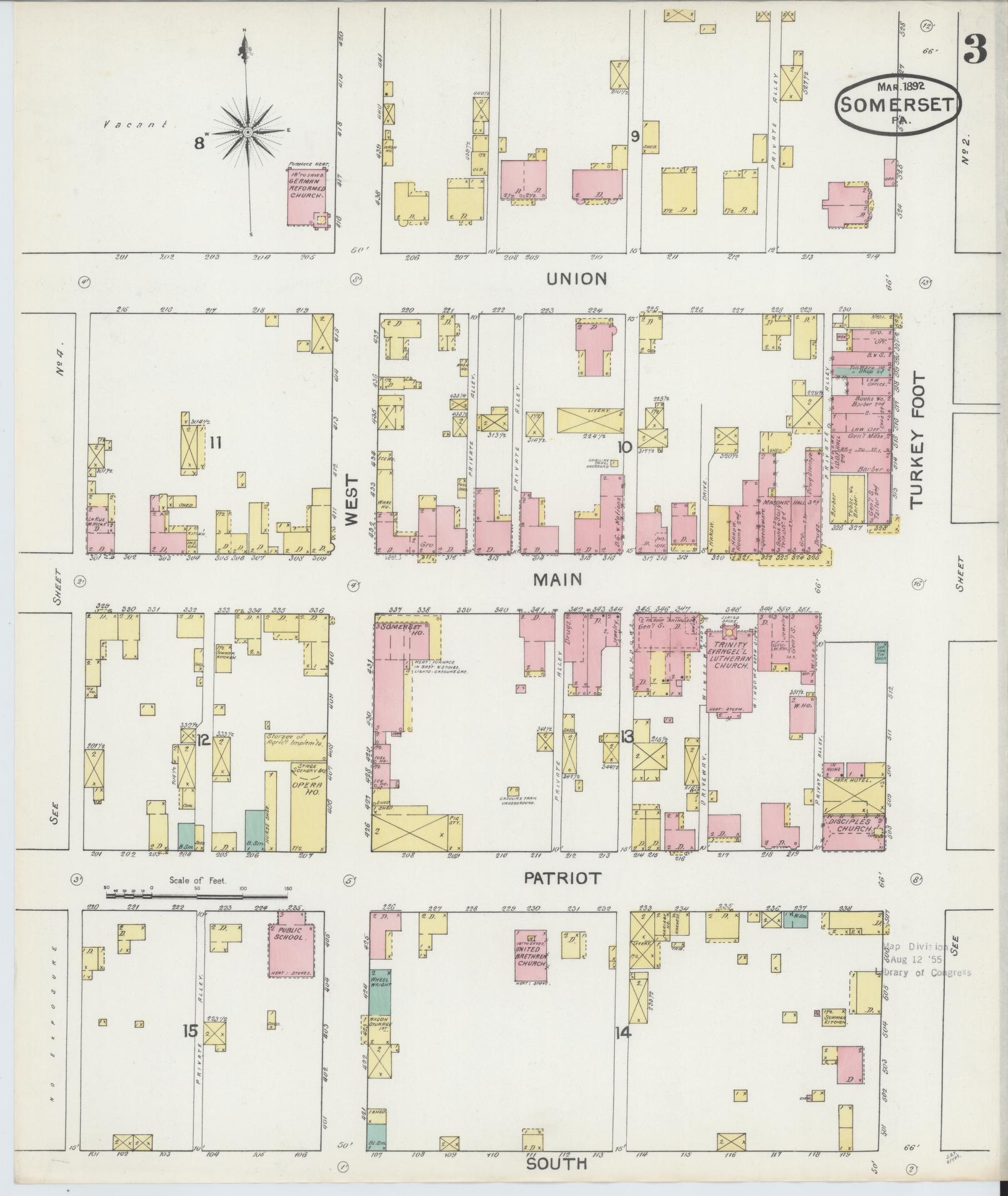 Sanborn Fire Insurance Map from Somerset, Somerset County, Pennsylvania (1892), Sheet #0003 - Complete Map Set gallery image, historic Sanborn map, vintage wall art, Pennsylvania Pennsylvania