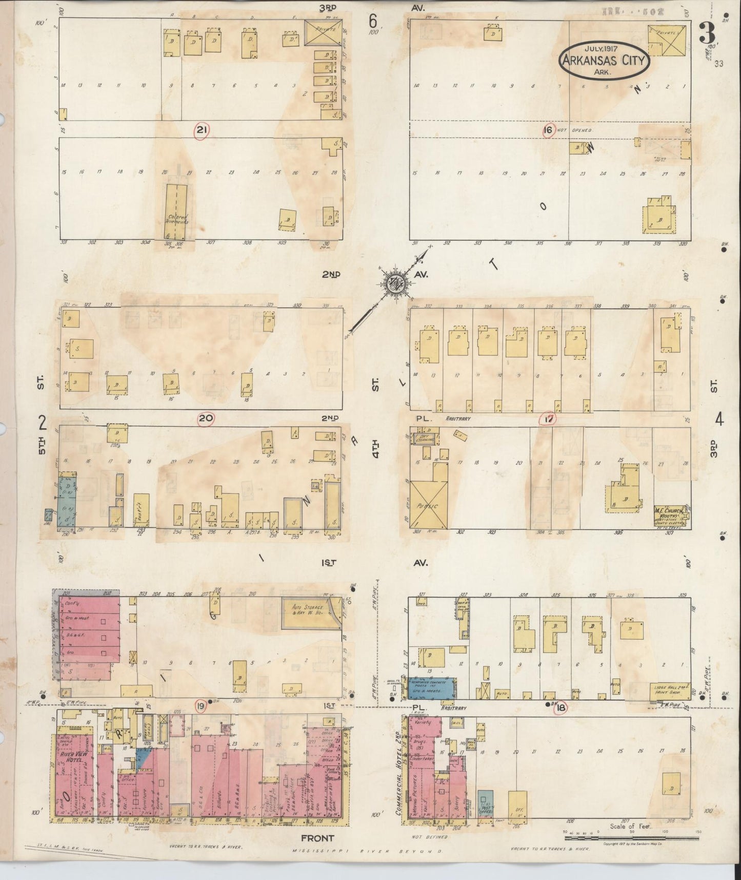 Sanborn Fire Insurance Map from Arkansas City, Desha County, Arkansas (1932), Sheet #0003 - Complete Map Set gallery image, historic Sanborn map, vintage wall art, Arkansas Arkansas