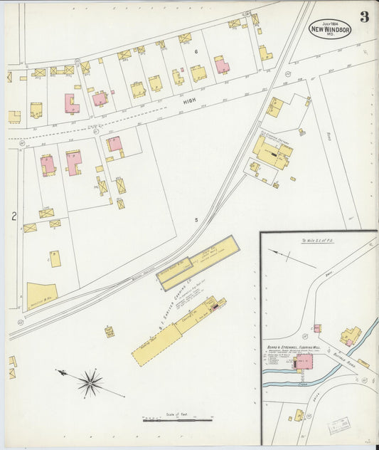 Sanborn Fire Insurance Map from New Windsor, Carroll County, Maryland (1904), Sheet #0003 - Historic Sanborn Fire Insurance Map Print, vintage old map wall art, antique decor, genealogy gift, Maryland Maryland map