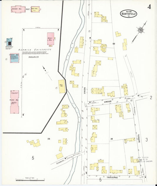 Sanborn Fire Insurance Map from Northfield, Washington County, Vermont (1910), Sheet #0004 - Historic Sanborn Fire Insurance Map Print, vintage old map wall art, antique decor, genealogy gift, Vermont Vermont map