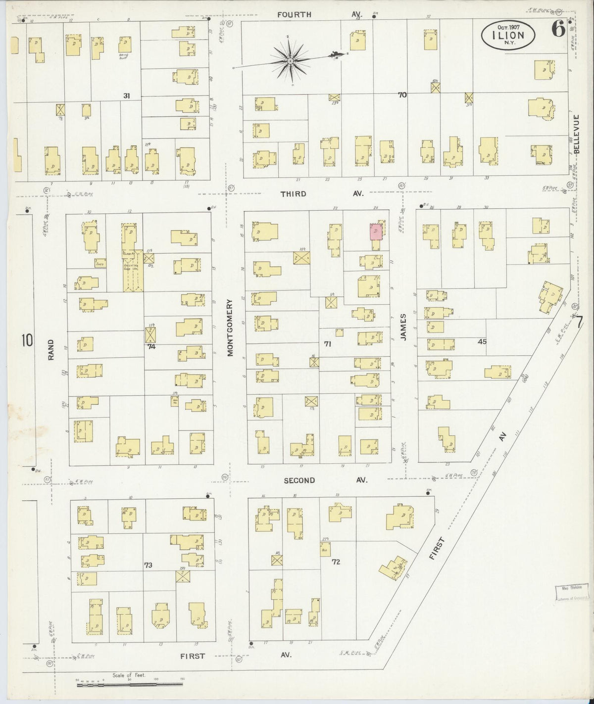 Sanborn Fire Insurance Map from Ilion, Herkimer County, New York (1907), Sheet #0006 - Complete Map Set gallery image, historic Sanborn map, vintage wall art, New York New York
