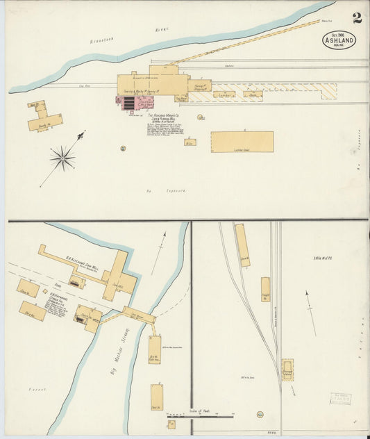 Sanborn Fire Insurance Map from Ashland, Aroostook County, Maine (1900), Sheet #0002 - Historic Sanborn Fire Insurance Map Print, vintage old map wall art, antique decor, genealogy gift, Maine Maine map