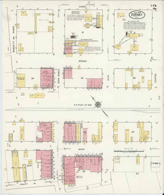 Sanborn Fire Insurance Map from Forney, Kaufman County, Texas (1919), Sheet #0002 - Historic Sanborn Fire Insurance Map Print, vintage old map wall art, antique decor, genealogy gift, Texas Texas map
